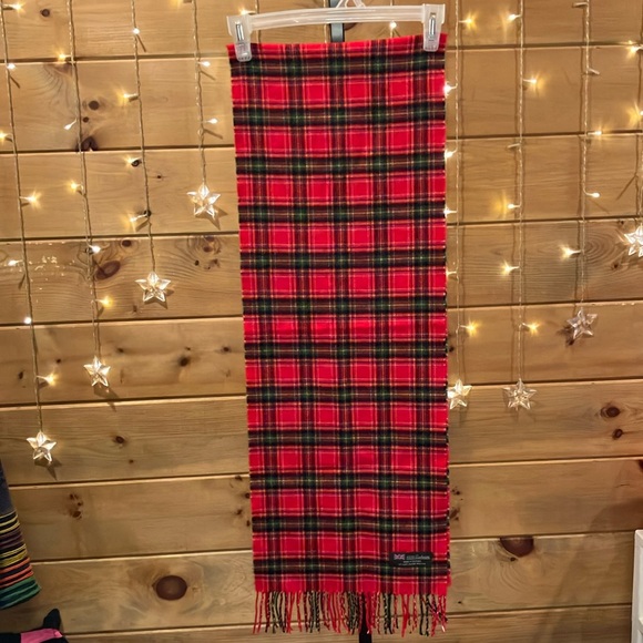 Accessories - 100% Scottish Cashmere Red Plaid Fringe Scarf